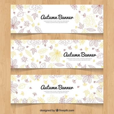 Hand Drawn Colorful Autumnal Banners – Free Download