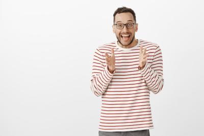 Overwhelmed Cute European Guy in Trendy Glasses | Free to Download Stock Photo