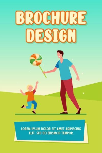 Brochure Template of a Dad Giving Candy to Son – Free Stock Photo, Download for Free