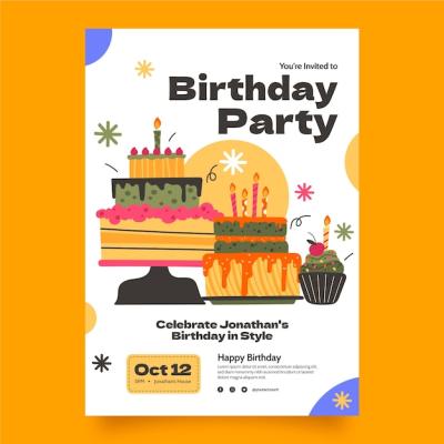 Flat Design Birthday Party Invitation – Free Download