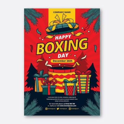 Hand Drawn Boxing Day Vertical Poster Template – Free to Download