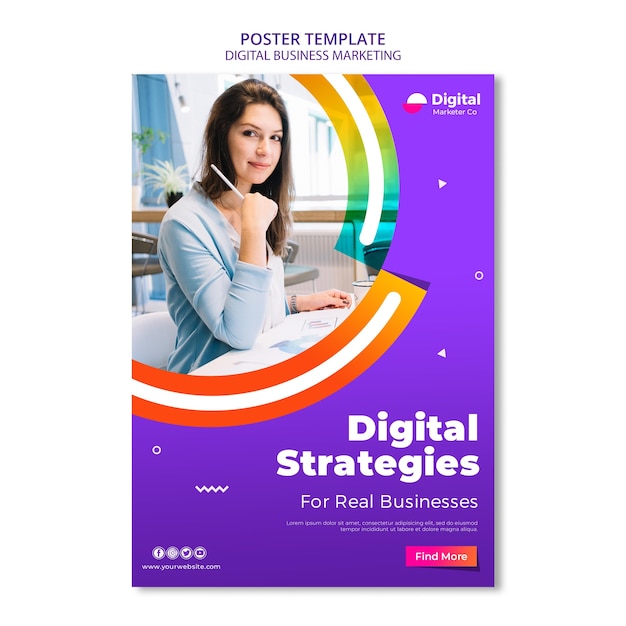 Digital Business Marketing Poster Template for Free Download