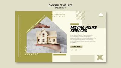 Horizontal Banner Template for Moving House Services – Free Download