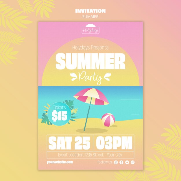 Summer Party Invitation Template – Free Download