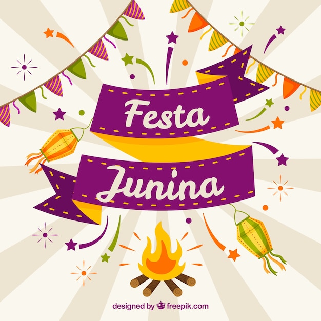 Festa Junina Background with Flat Elements – Free Download