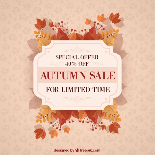 Autumn Sale Background with Leaves – Free Download