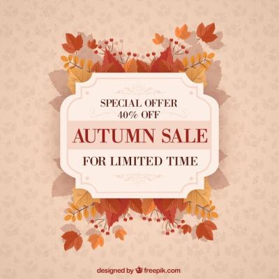 Autumn Sale Background with Leaves – Free Download