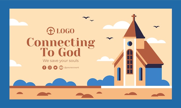 Flat Design Church Twitch Background – Free Download