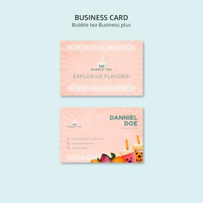 Bubble Tea Business Card Template Design – Free Download