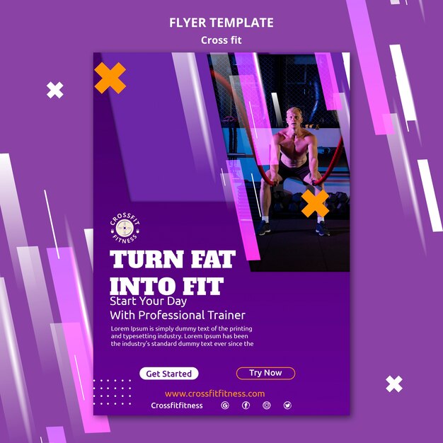 Vertical Flyer Template for Physical Exercise Classes with Geometric Shapes – Free Download