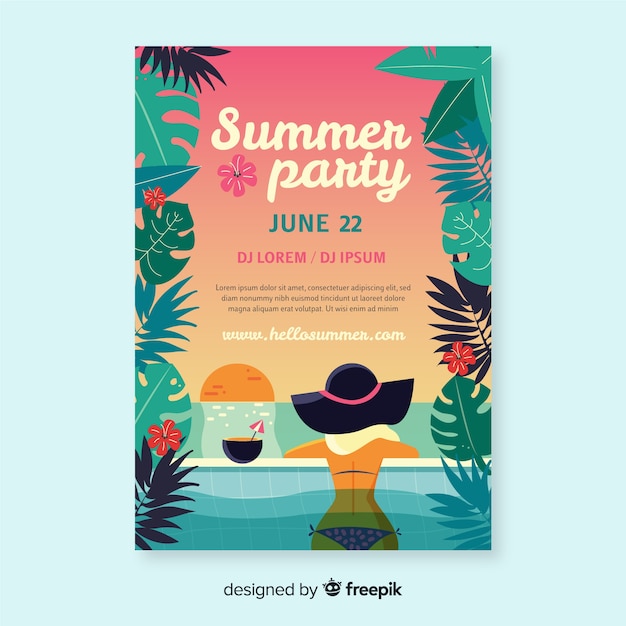 Hand Drawn Summer Party Poster Template – Free to Download