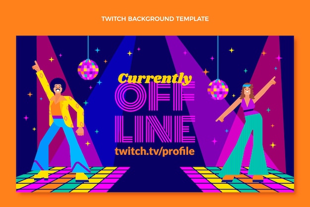 Retro Disco Party Twitch Background in Flat Design – Free Download