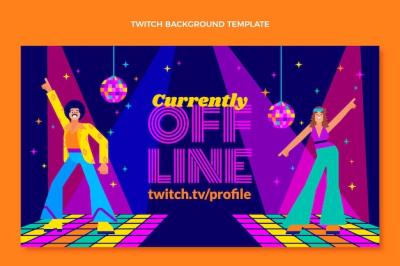 Retro Disco Party Twitch Background in Flat Design – Free Download