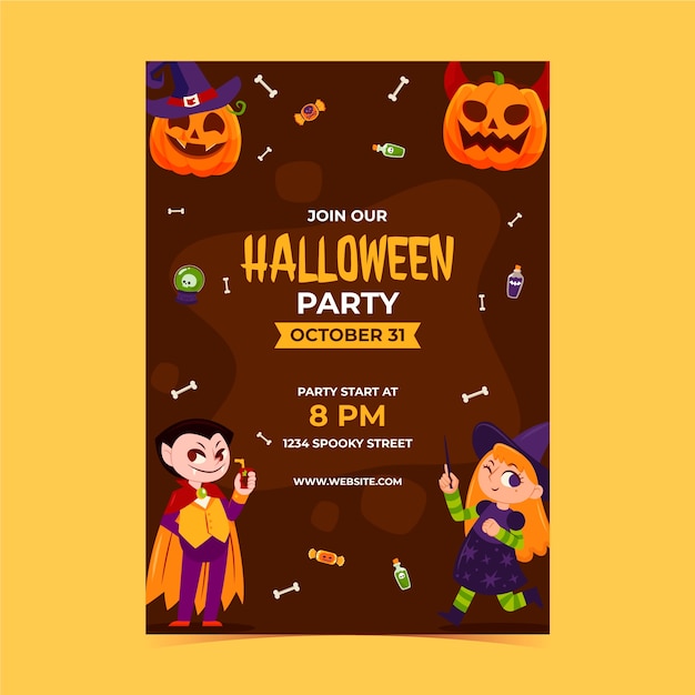 Flat Halloween Vertical Flyer Template – Free to Download