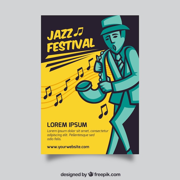 Saxophonist Brochure for Jazz Festival – Download Free Stock Photo