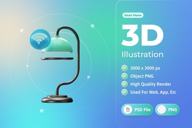 Smart Home Table Lamp 3D Illustration – Free Download