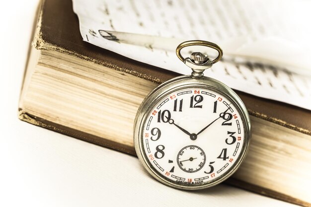 Vintage Pocket Watch, Book, Letter, and Pen Still Life – Free Download