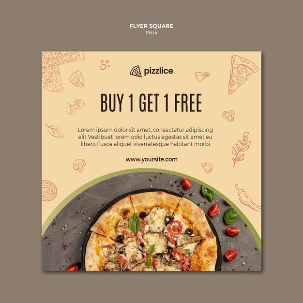 Delicious Pizza Square Flyer – Download Free Stock Photo