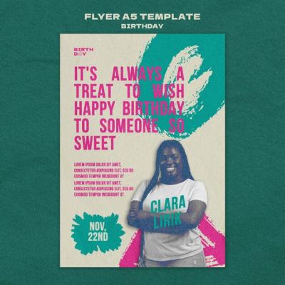 Flat Design Birthday Flyer Template – Download Free Stock Photo