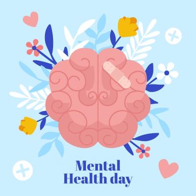 Flat Illustration for World Mental Health Day Awareness – Free Download