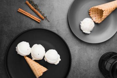 Ice Cream Scoops and Cones on Plates – Free Stock Photo for Download