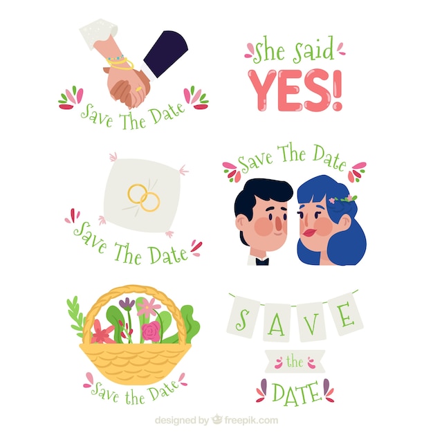 Flat Wedding Labels – Download Free Stock Photo