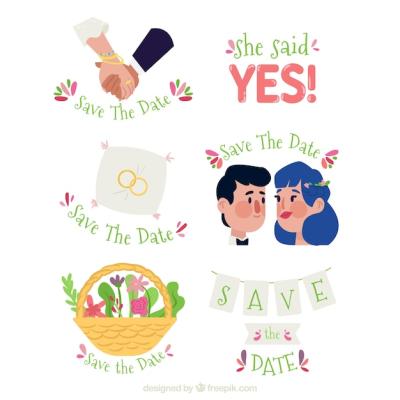 Flat Wedding Labels – Download Free Stock Photo