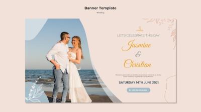 Wedding Ceremony Banner Template Featuring Bride and Groom – Free Download