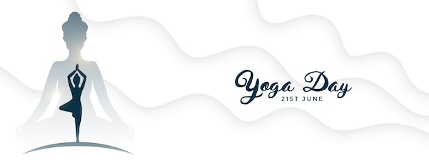 Elegant Yoga Day White Banner for Spiritual Therapy – Free Download