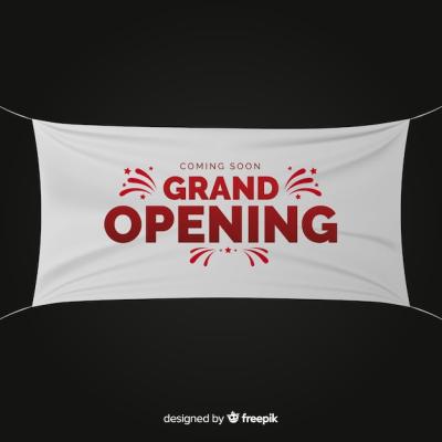 Realistic Textile Grand Opening Sign – Free Download