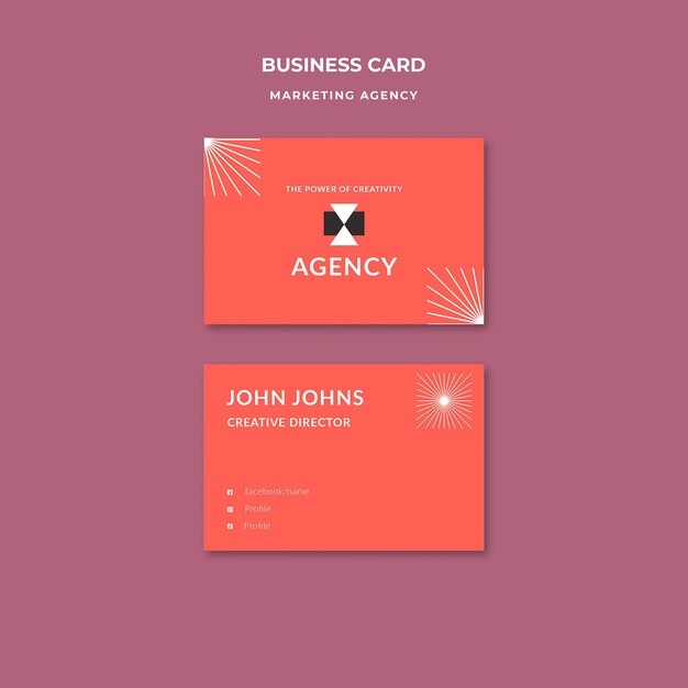 Flat Design Marketing Agency Business Card – Download for Free