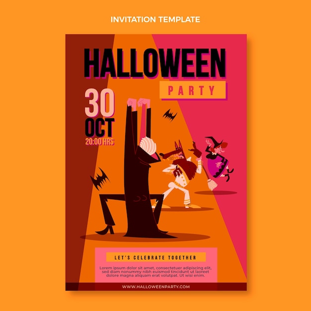 Flat Design Halloween Invitation – Free Download