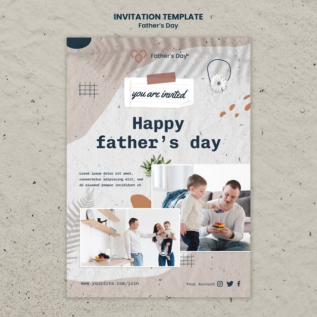 Flat Design Father’s Day Invitation Template – Free Download