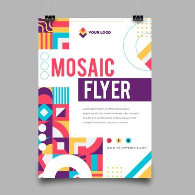 Flat Mosaic Vertical Flyer Template – Free Download