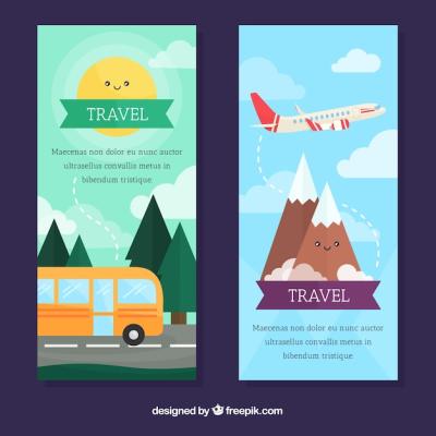 Flat Design Travel Banners – Free Download