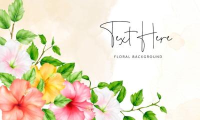 Stunning Watercolor Hibiscus Flower Floral Background – Free Download