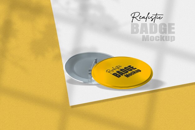 Realistic Round Badge on Metal Pin Mockup – Free Download