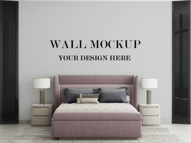 Elegant Art Deco Bedroom Wall Mockup 3D Render – Free Download