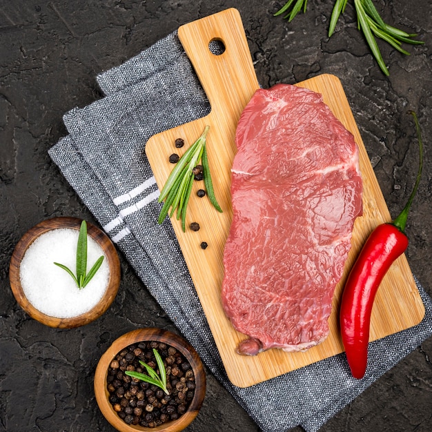 Top View of Meat with Chili and Spices – Free Stock Photo for Download