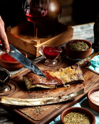 Grilled Rib on Wooden Board – Free Stock Photo for Download