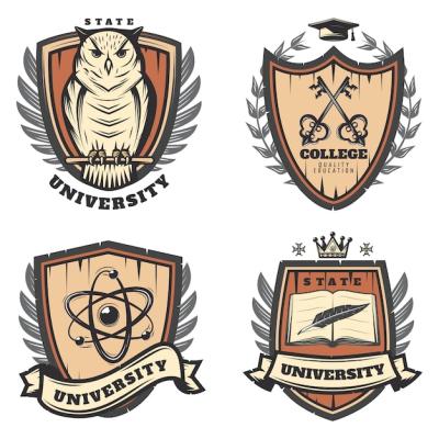 Vintage Colored University Emblems Set – Free Download