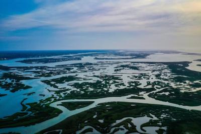 Aerial Shot Above Wetlands Along the Atlantic Coast – Free Stock Photo for Download