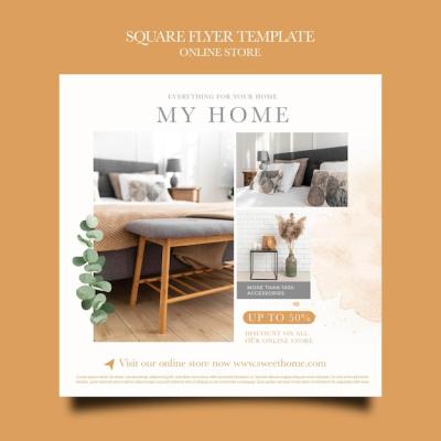 Square Flyer Design for Home Furniture Online Shop – Download Free Stock Photo