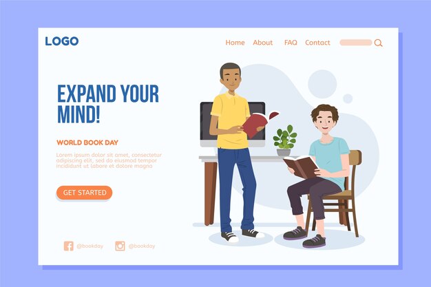 Flat World Book Day Landing Page Template – Free Download