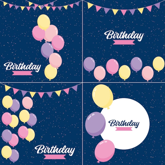 Colorful Handwritten Happy Birthday Design with Confetti and Streamers – Free Download