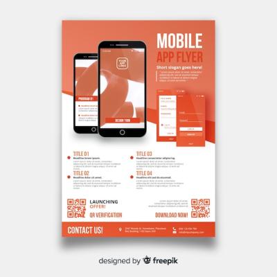 Flat Mobile App Flyer Design – Free Download, Download Free Stock Photo