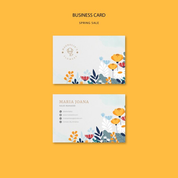 Flat Design Spring Sales Business Card Template – Free Download