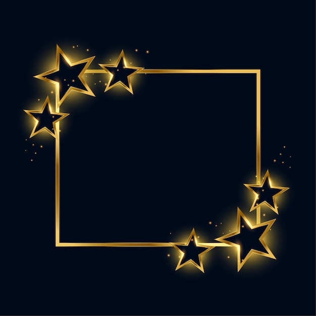 Golden Empty Frame Background with Twinkle Stars Design – Free Download