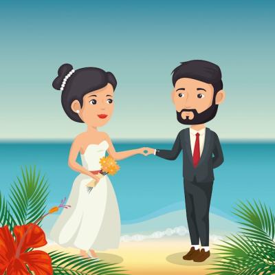 Just Married Couple on the Beach – Free Stock Photo for Download