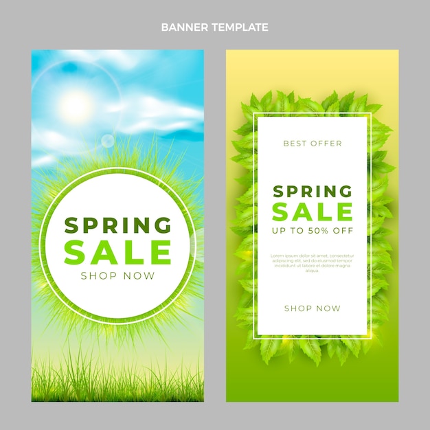 Realistic Spring Vertical Banners Set – Free Download